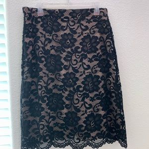 Black lace, tan slip midi skirt woman’s large